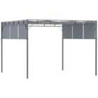 Outsunny 3M Steel Pergola Garden Gazebo With Retractable Canopy - Dark Grey