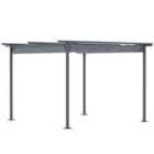 Outsunny 3.5X3.5M Pergola Metal Gazebo Backyard Porch Awning Retractable Canopy - Grey