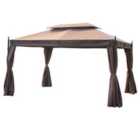 Outsunny 3x4m Metal Gazebo Marquee Patio Party Tent - Brown