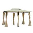 Outsunny 3x4m Outdoor 2-tier Steel Frame Gazebo - Cream