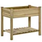 Outsunny Raised Garden Bed With Legs And Storage Shelf Elevated Wood Planter Box - Green