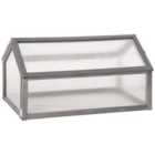 Outsunny Wooden Cold Frame Greenhouse Garden Polycarbonate Grow House - Grey