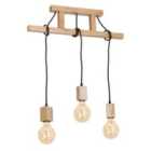Milagro Pendant Lamp Jack 3 x E27 Natural Wood