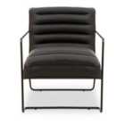 Industrial Faux Leather Pleat Stitch Armchair Black