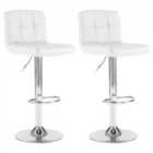 Neo White Faux Leather Bar Stools With Polished Chrome Legs Set Of Two