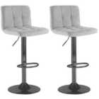 Neo Grey Fabric Bar Stools With Matt Black Legs Set Of Two
