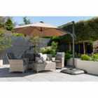 Norfolk Collection One Box Parasol 3m Round LED Cantilever With Water Filled Base - Grey