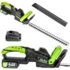 Mylek Cordless Lighweight Hedge Trimmer 20V Electric Cutter - Green & Black