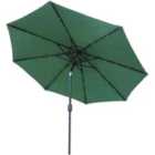 Glamhaus Garden Tilting Table Parasol w/ Solar Lights Green