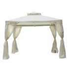 Outsunny 3x3m Double Tier Metal Gazebo - Cream