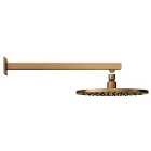 Hadleigh 250mm Wall Mounted Round Shower Head with Square Arm - Brushed Bronze