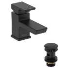 Bristan Cobalt Mono Basin Mixer Tap with Clicker Waste - Black