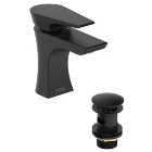 Bristan Hourglass Mono Basin Mixer Tap with Clicker Waste - Black