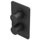 Hadleigh Concealed 2 Outlet Round Thermostatic Shower Valve - Matt Black