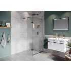 Hadleigh 8mm Matt Anthracite 900mm Frameless Wetroom Screen with Wall Arm & 350mm Pivot Panel