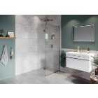 Hadleigh 8mm Brushed Nickel 900mm Frameless Wetroom Screen with Ceiling Arm & 350mm Pivot Panel