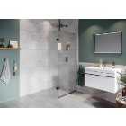 Hadleigh 8mm Matt Anthracite 900mm Frameless Wetroom Screen with Ceiling Arm & 350mm Pivot Panel