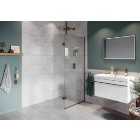 Hadleigh 8mm Brushed Bronze 900mm Frameless Wetroom Screen with Ceiling Arm & 350mm Pivot Panel