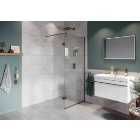Hadleigh 8mm Brushed Bronze 900mm Frameless Wetroom Screen with Wall Arm & 350mm Pivot Panel