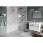 Hadleigh 8mm Brushed Bronze Frameless Wetroom Screen with Wall Arm - 1200mm