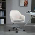 Vinsetto Leisure Office Chair Linen Swivel Desk Chair Home Study With Wheel Beige