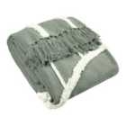Furn. Rainbow Tufted Cotton Woven Throw Grey