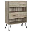 Solstice Tarvos Retro Bookcase with Bins - Distressed Grey Oak/Sonoma Oak