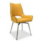 2 x Mako Swivel Leather Effect Yellow Dining Chairs