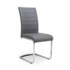 2 x Callisto Leather Effect Grey Dining Chairs