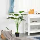 HOMCOM 85cm 2.8Ft Artificial Monstera Plant Tree With Pot