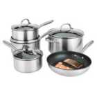 Prestige Scratch Guard Stainless Steel Non Stick Induction 5 Piece Set