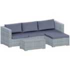 Garden Vida Garden Furinture Hampton 4 Seater Corner Rattan Set - Grey
