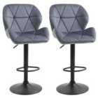 HOMCOM Geometric Quilt Bar Stool 2pk - Dark Grey