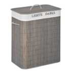 HOMCOM 2 Section Collapsible Laundry Hamper - Grey