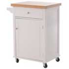 Kitchen Cart Storage Trolley with Drawer, Cupboard and Towel Rail - White