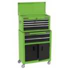 Draper 24" Combined Roller Cabinet and Tool Chest (6 Drawer) - Green
