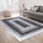 Serdim Rugs California Bordered Shaggy Rug 200 X 290cm Grey