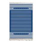 Rozi Bleu And Blanc Kilim Rug (Double-Sided) Blue And White 180 x 120cm