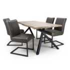 Narvik Medium Dining Table & 4 Archer Grey Dining Chairs Set