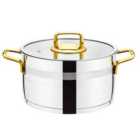 Rozi Safir Collection 8pc S/Steel Cookware Set Gold Handles