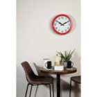 Red Metal Lined Rim Wall Clock