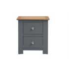 Solid Oak 2 Drawer Bedside Table Heritage Grey