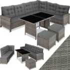 Tectake Garden Rattan Furniture Set Barletta - Grey w/ Grey Cushions