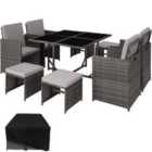 Tectake Bilbao Rattan Garden Furniture Set w/ Protective Cover - Grey