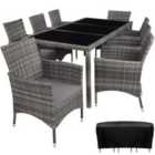 Tectake 8 Seat Rattan Garden Furniture Set w/ Protective Cover - Dark Grey