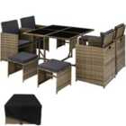Tectake Bilbao Rattan Garden Furniture Set w/ Protective Cover - Brown/Black