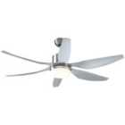 HOMCOM Reversible Ceiling Fan With Light 6 Blades Indoor LED Lighting Fan Silver