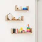 Tutti Bambini Modena Set Of Three U-shaped Wall Shelves Oak