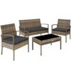 Tectake Sparta Rattan Garden Bench Set - Brown