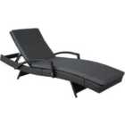 Tectake Oceana Rattan Sun Lounger - Black